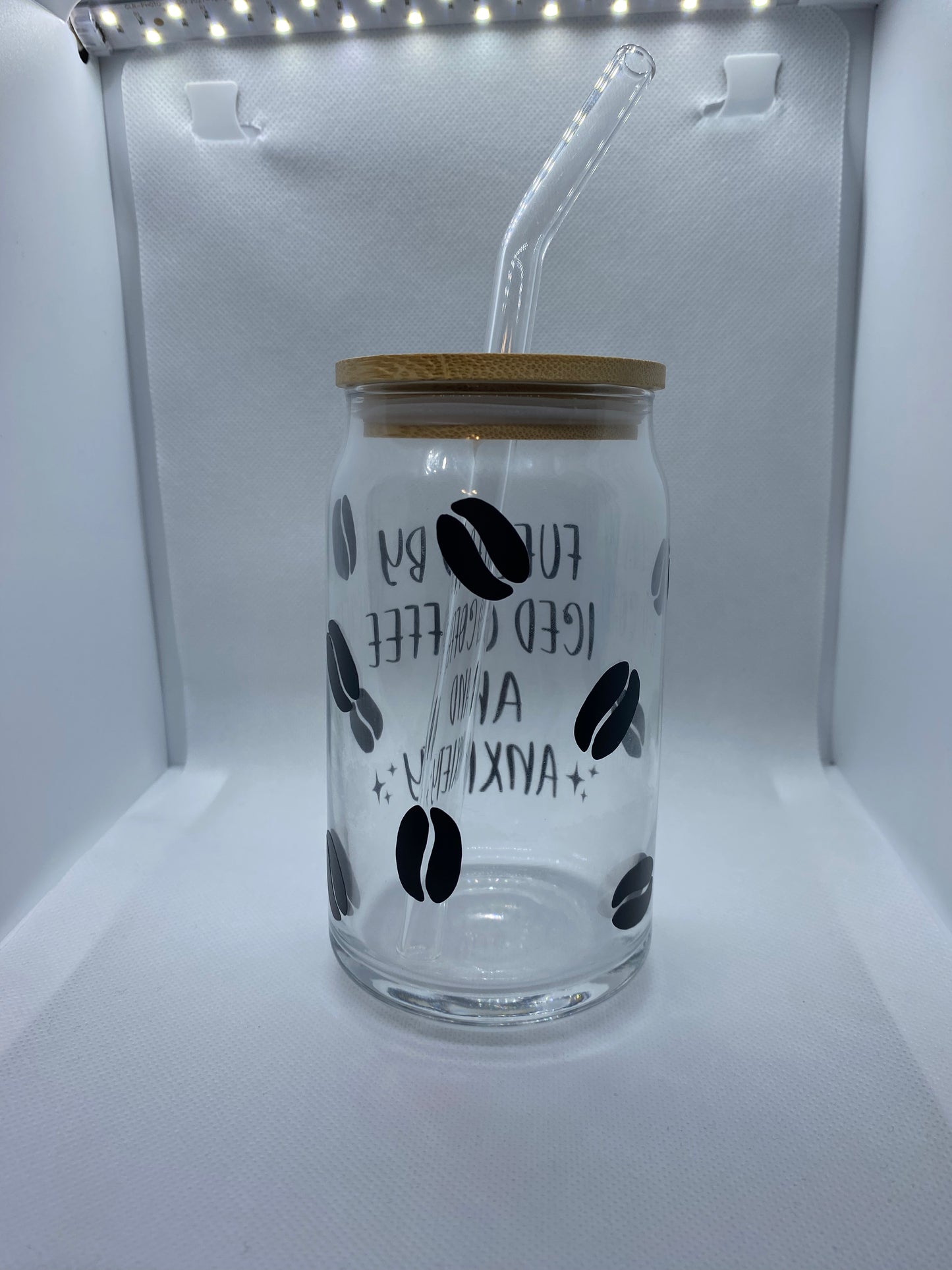 Fueled by iced coffee and anxiety glass libbey cup
