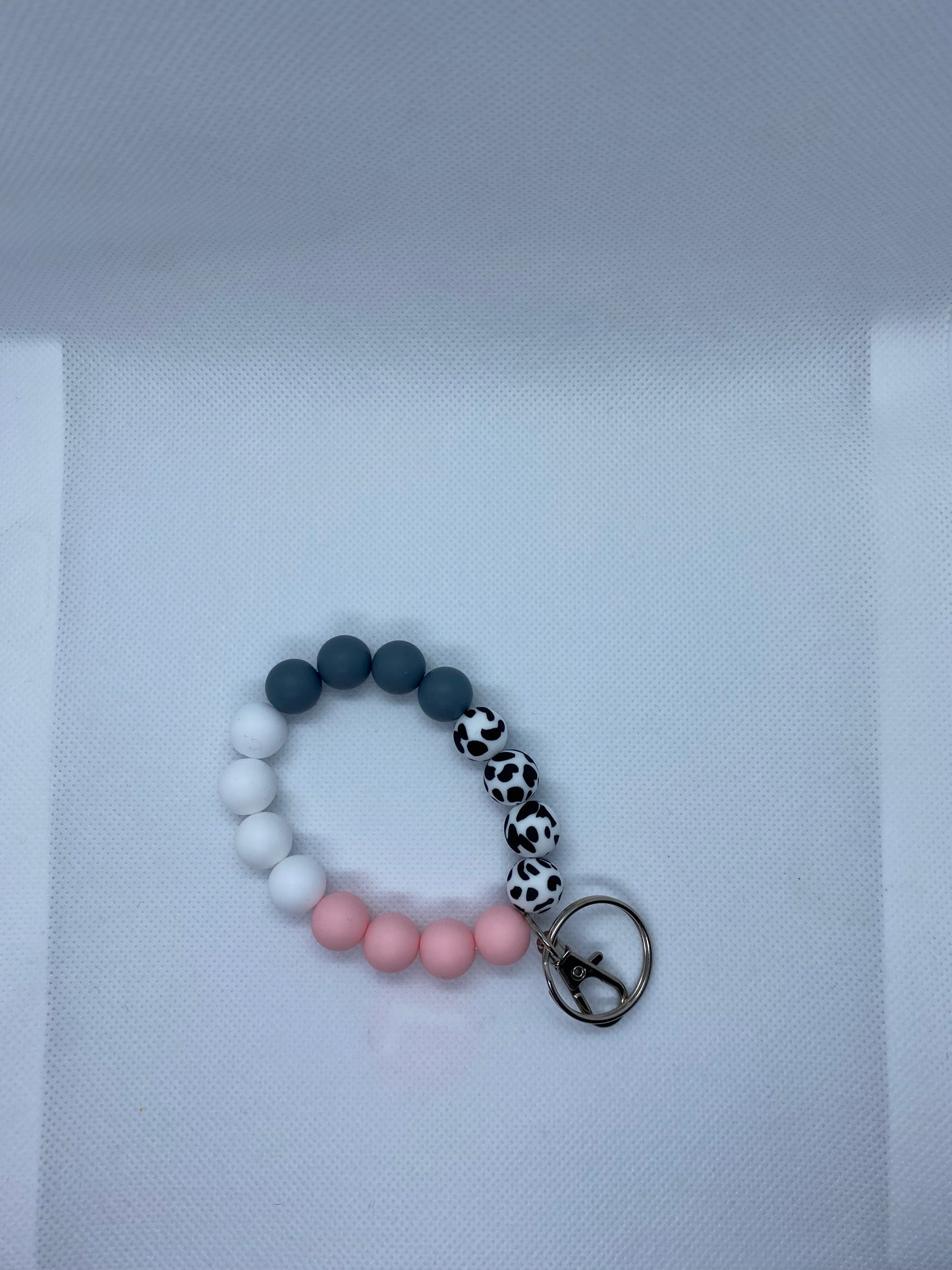 Cow print wristlet keychain